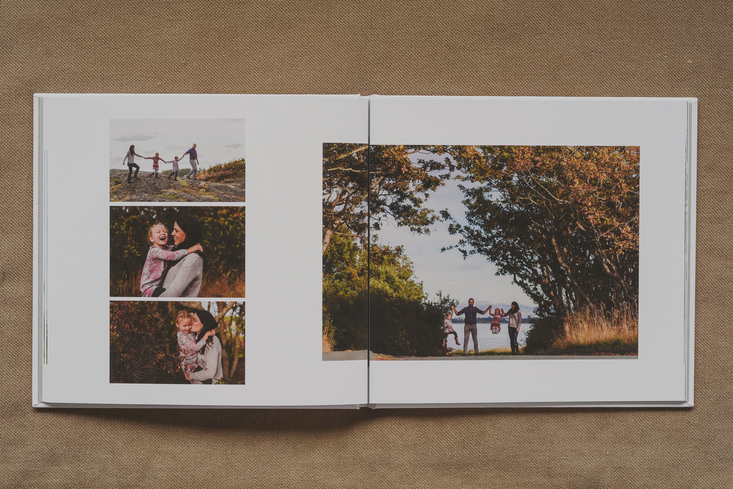 beautiful family photo book-family walking under trees