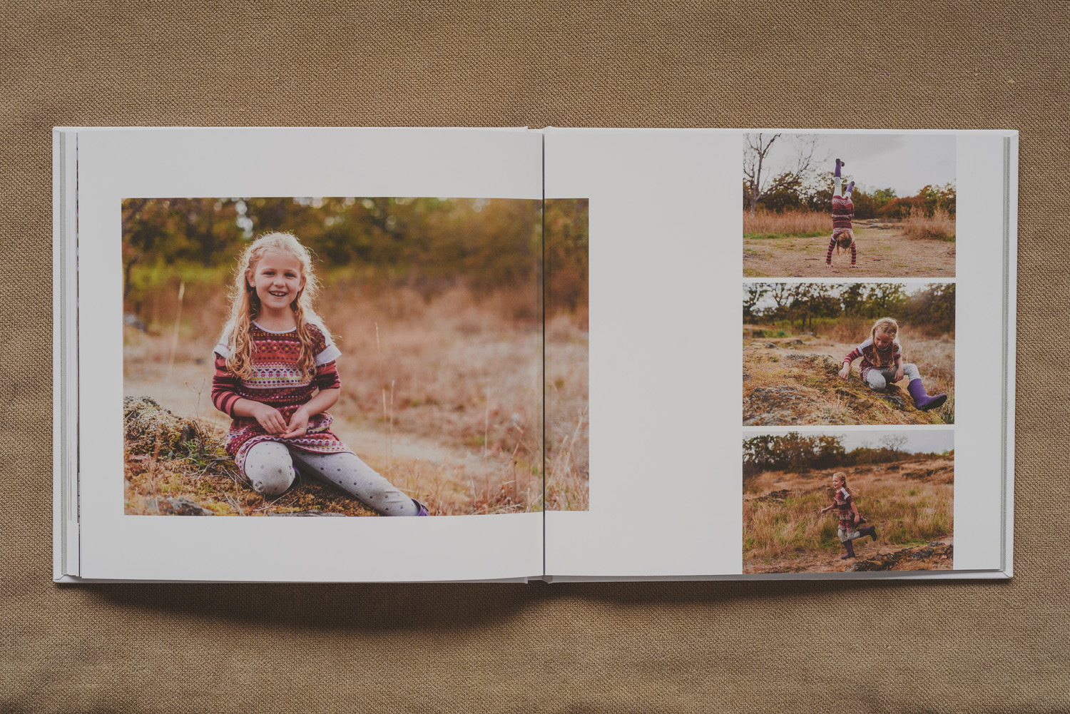 beautiful family photo book-young girl playing & smiling