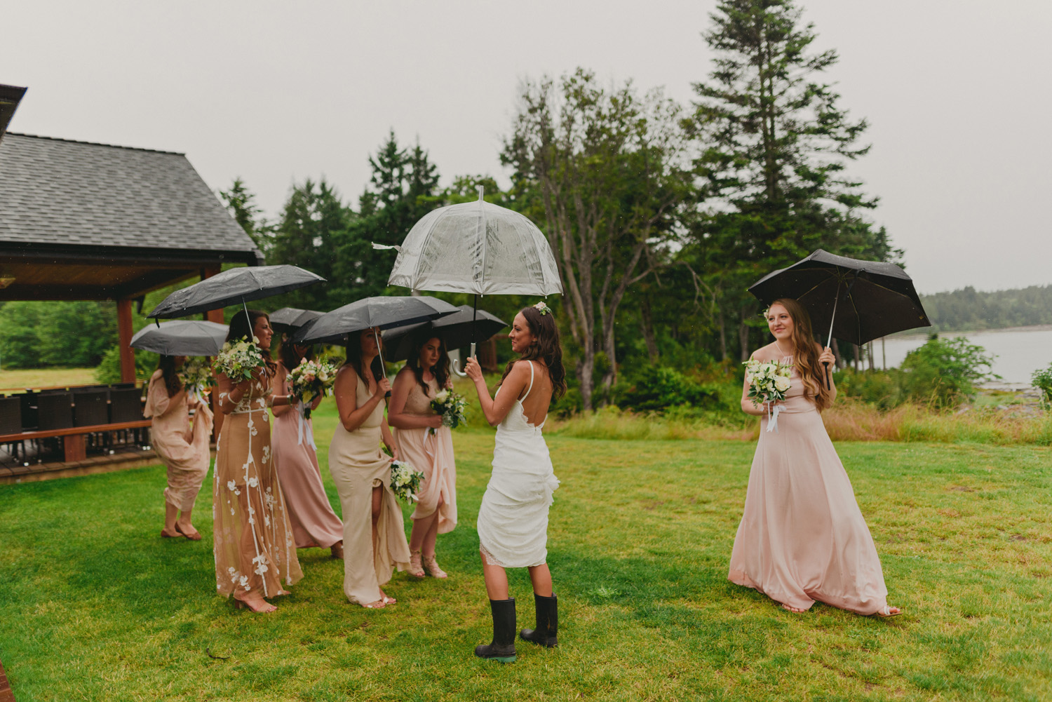 hornby island wedding in the rain