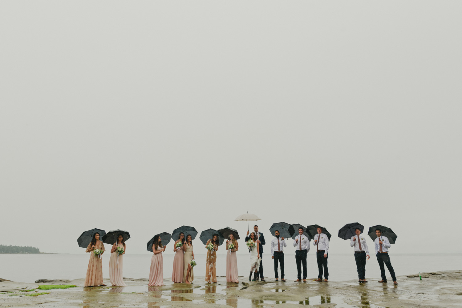 hornby island wedding in the rain