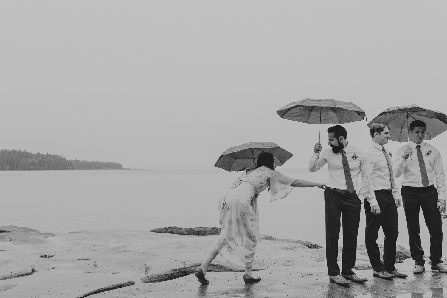 hornby island wedding in the rain
