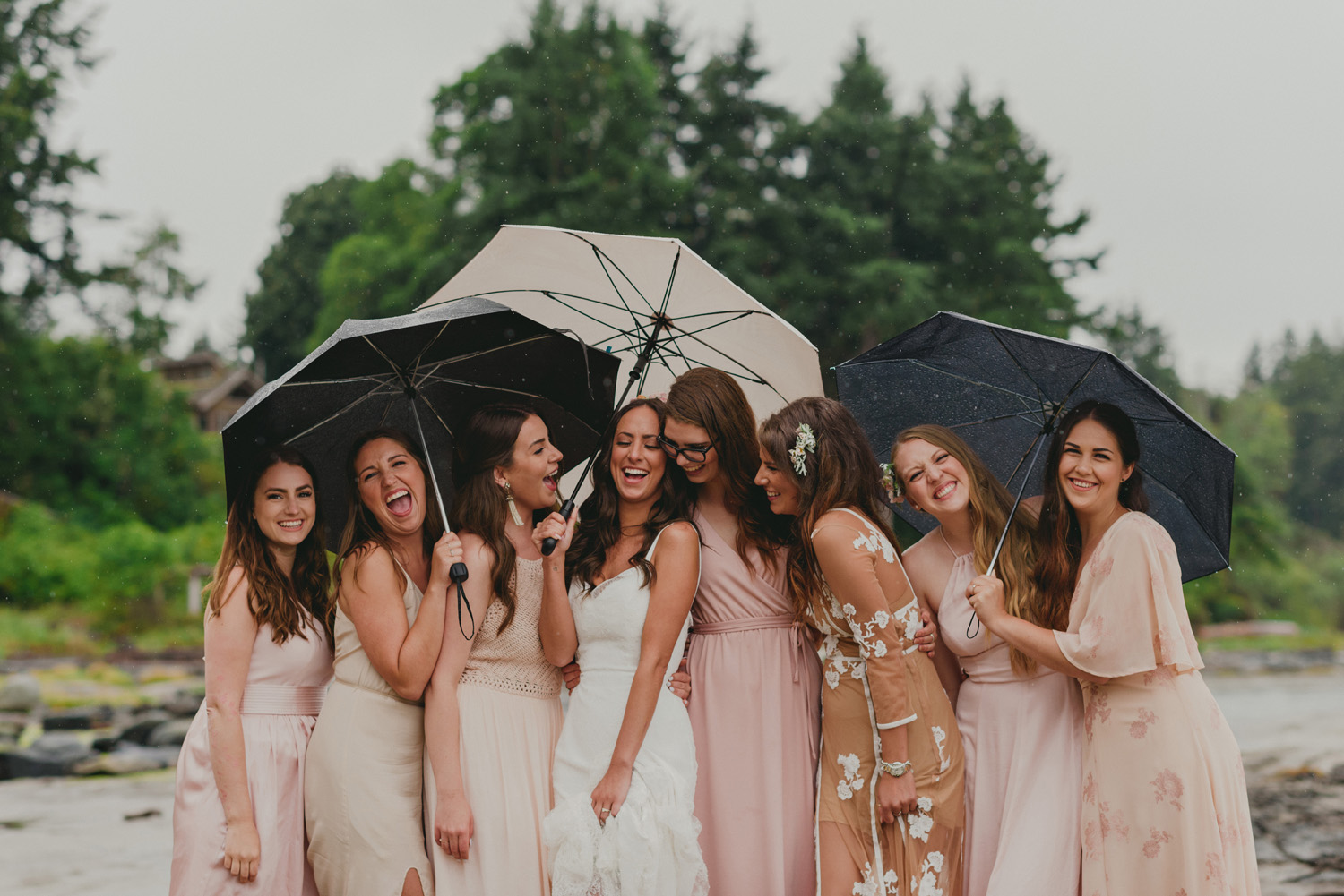 hornby island wedding in the rain