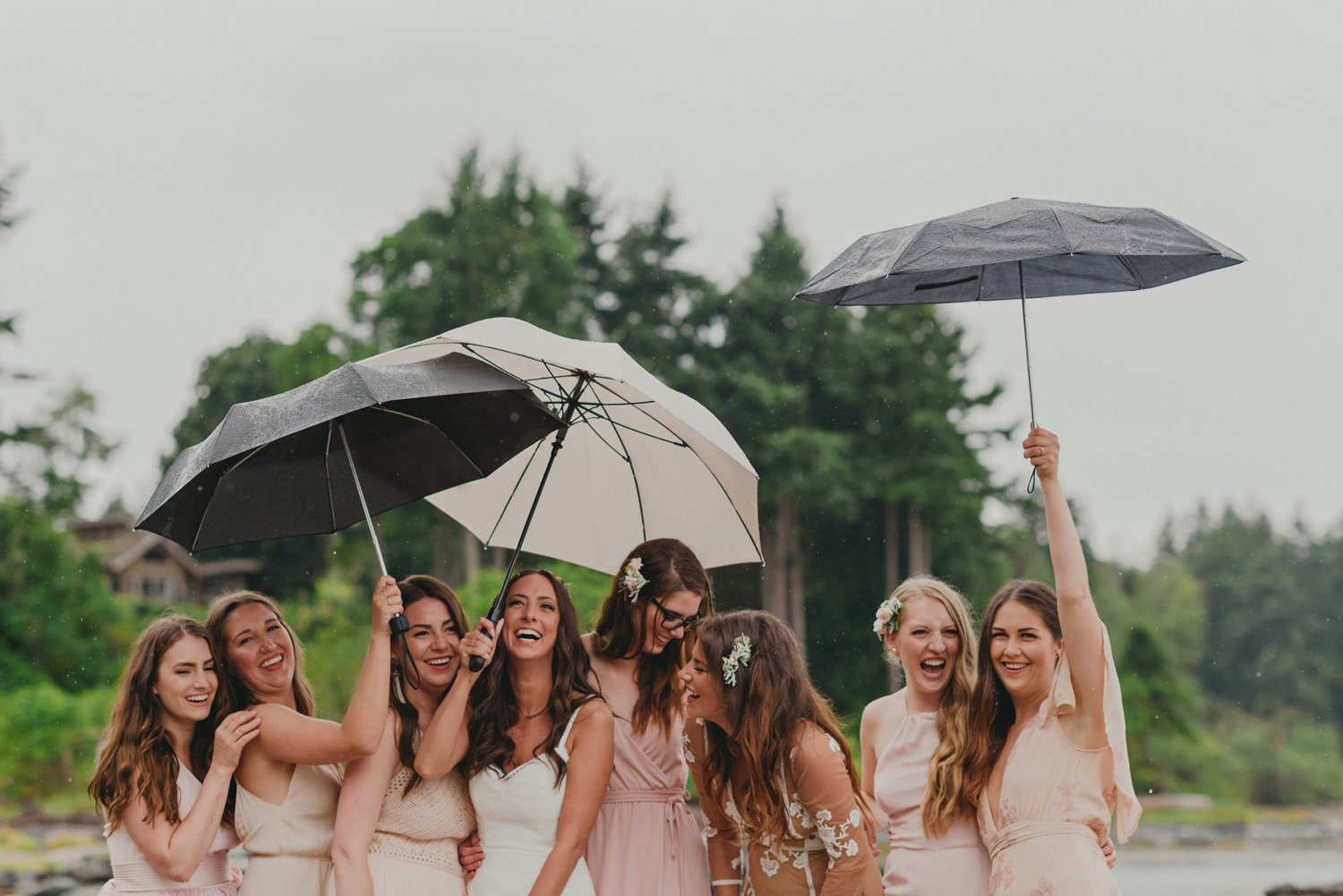 hornby island wedding in the rain