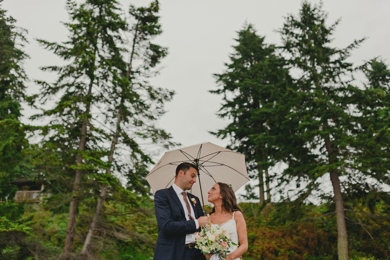 hornby island wedding in the rain