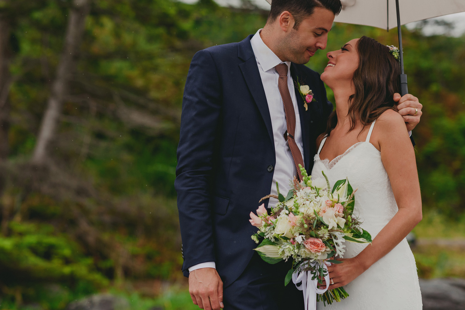 hornby island wedding in the rain