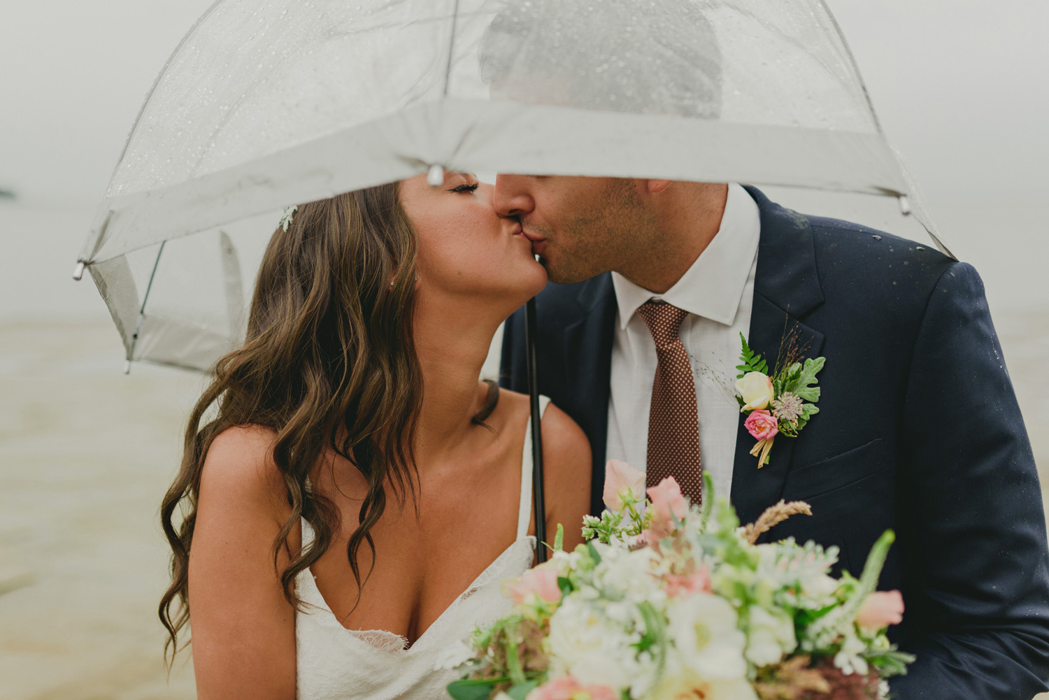 hornby island wedding in the rain