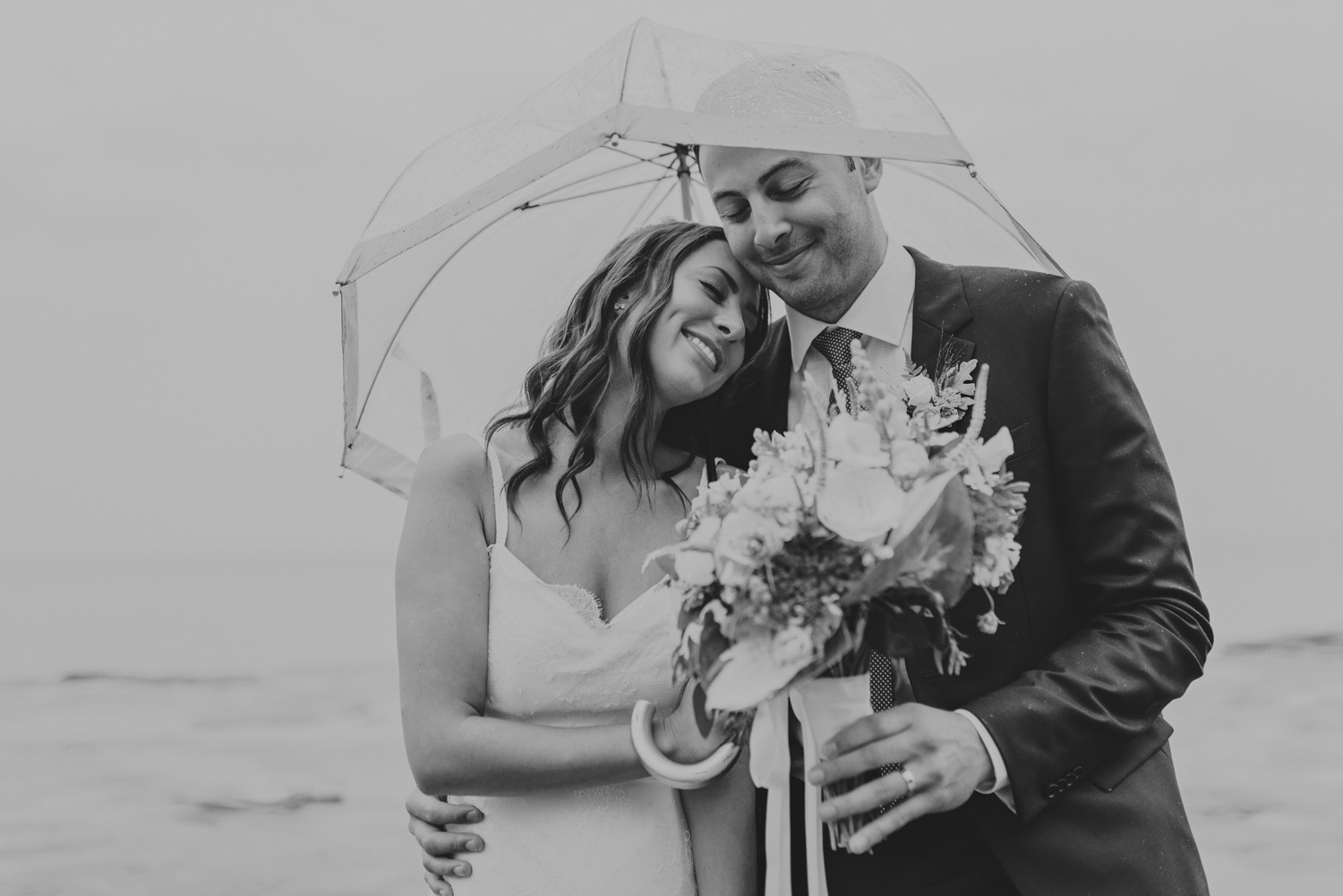 hornby island wedding in the rain