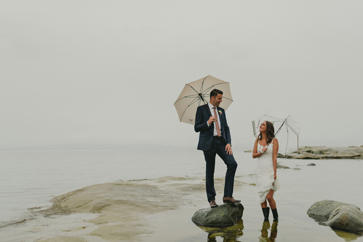 hornby island wedding in the rain