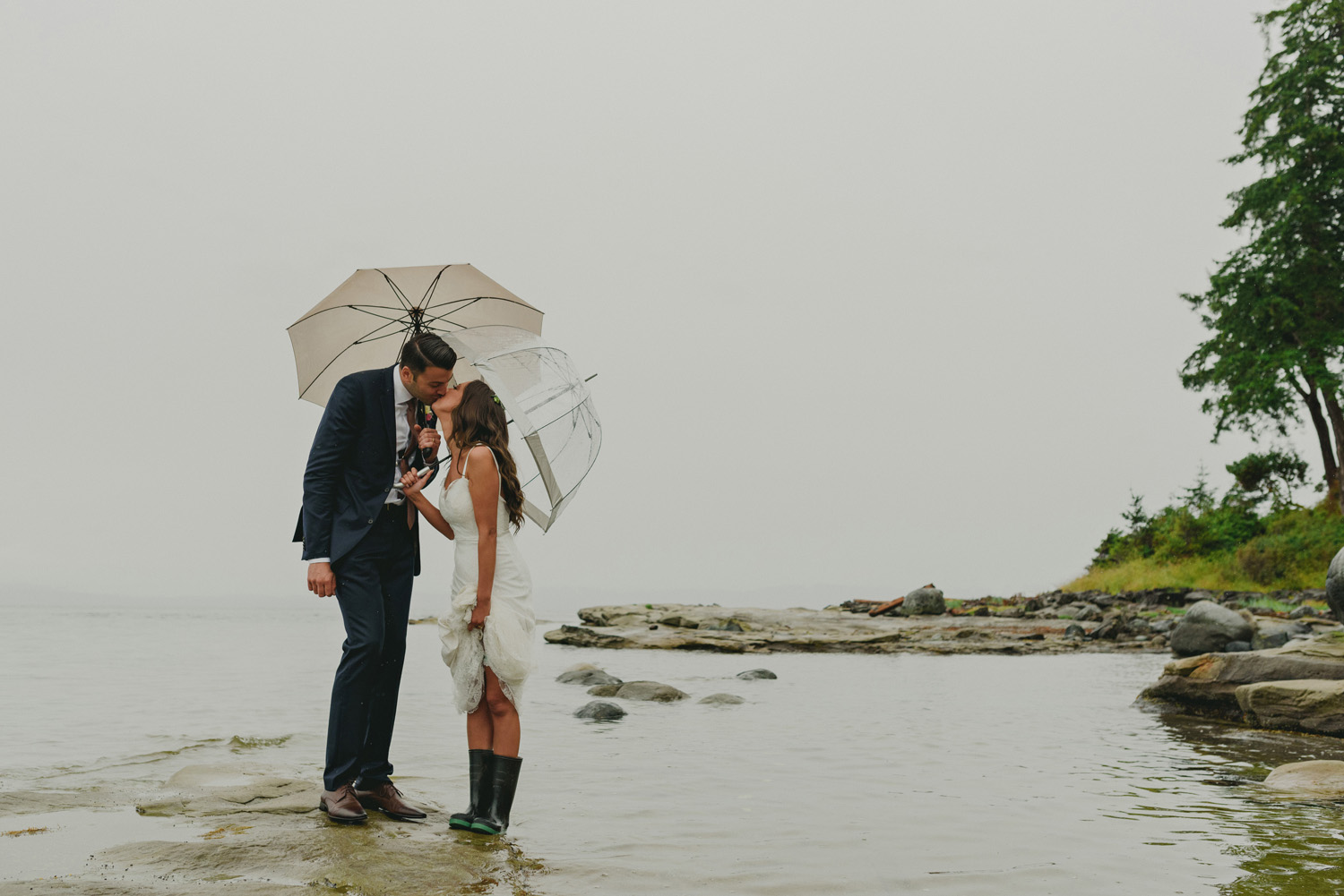 hornby island wedding in the rain