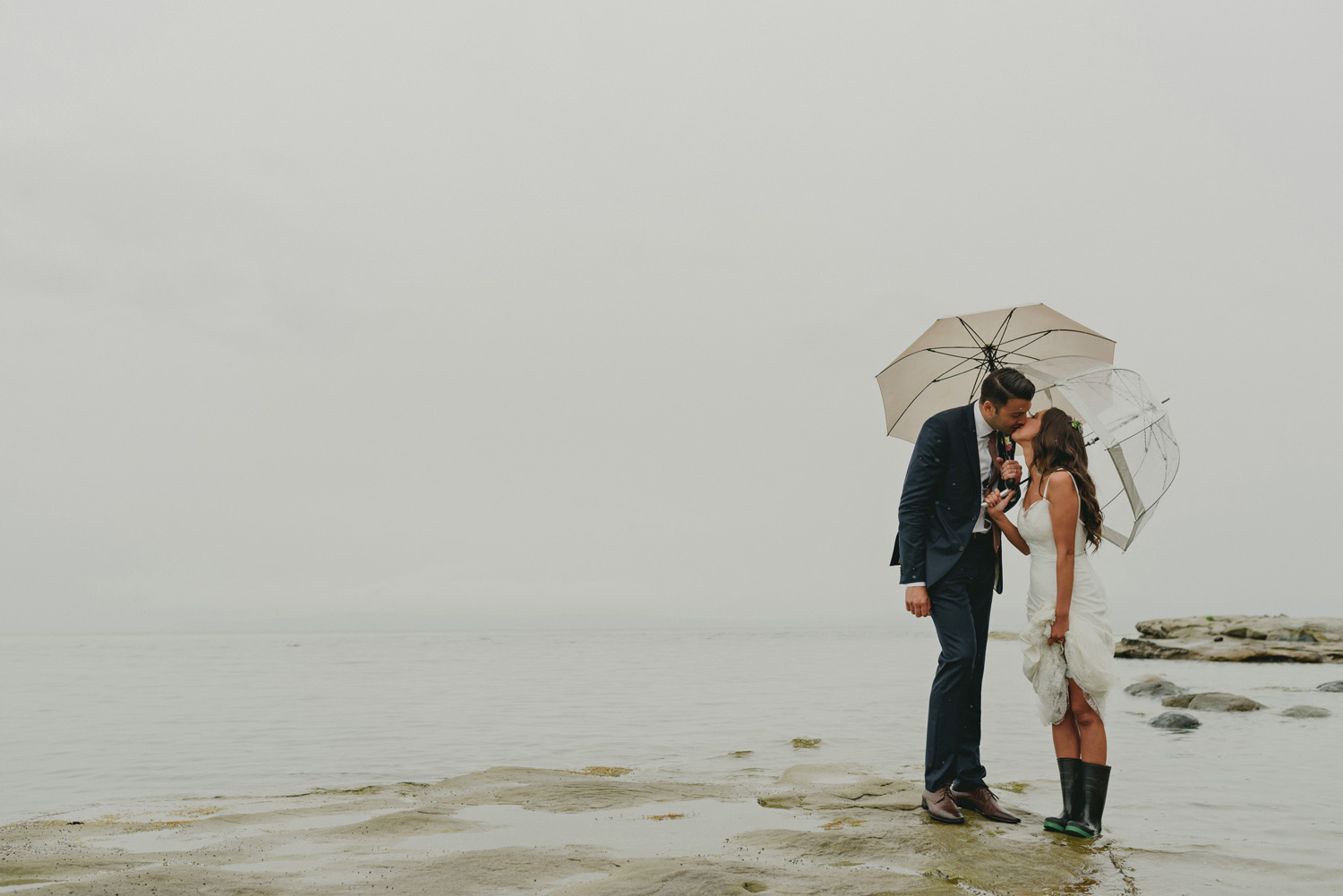 hornby island wedding in the rain