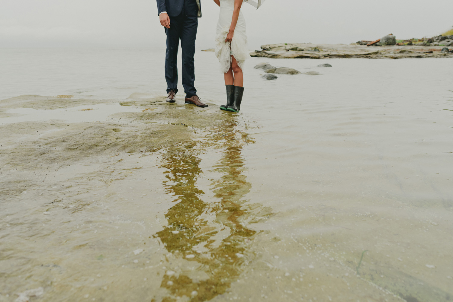 hornby island wedding in the rain