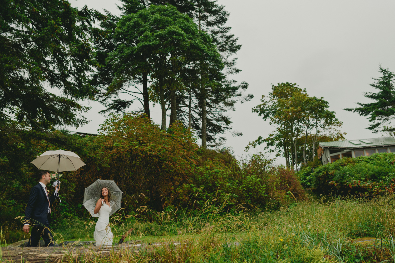 hornby island wedding in the rain