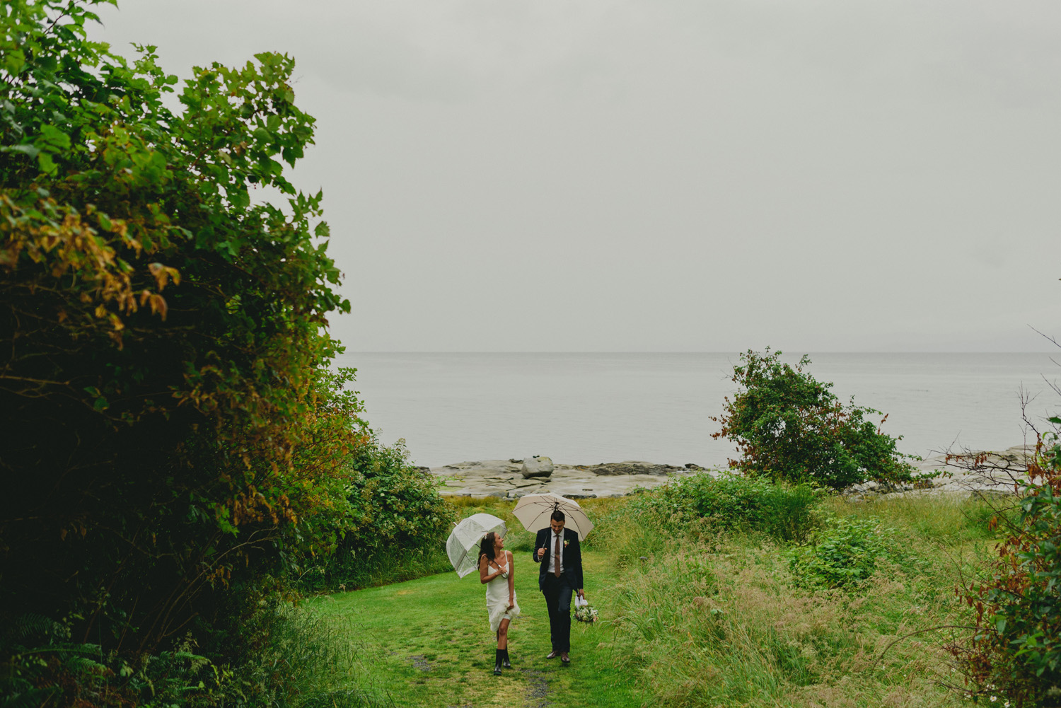 hornby island wedding in the rain