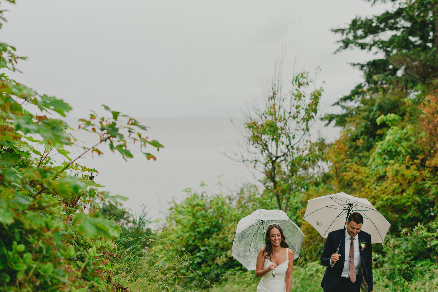 hornby island wedding in the rain