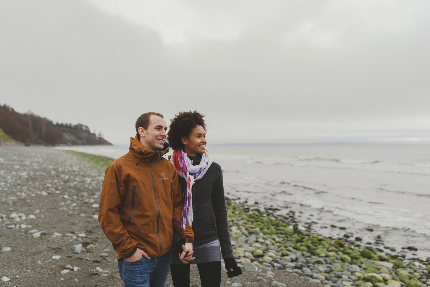 comox bc lifestyle family photography-beautiful mixed race couple on a windy day at the beach