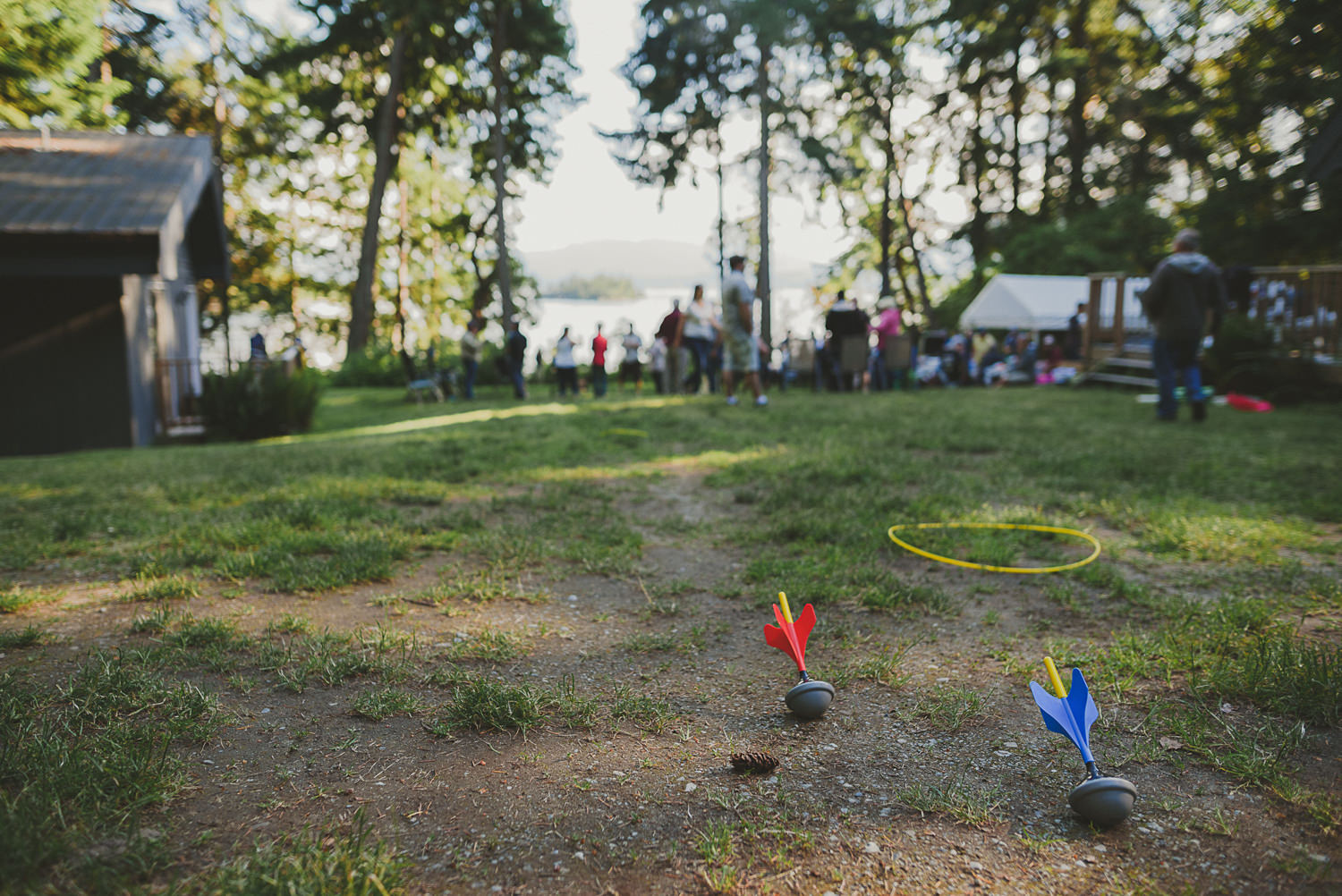 game equipment on the lawn at overbury resort - overbury resort thetis island wedding - 