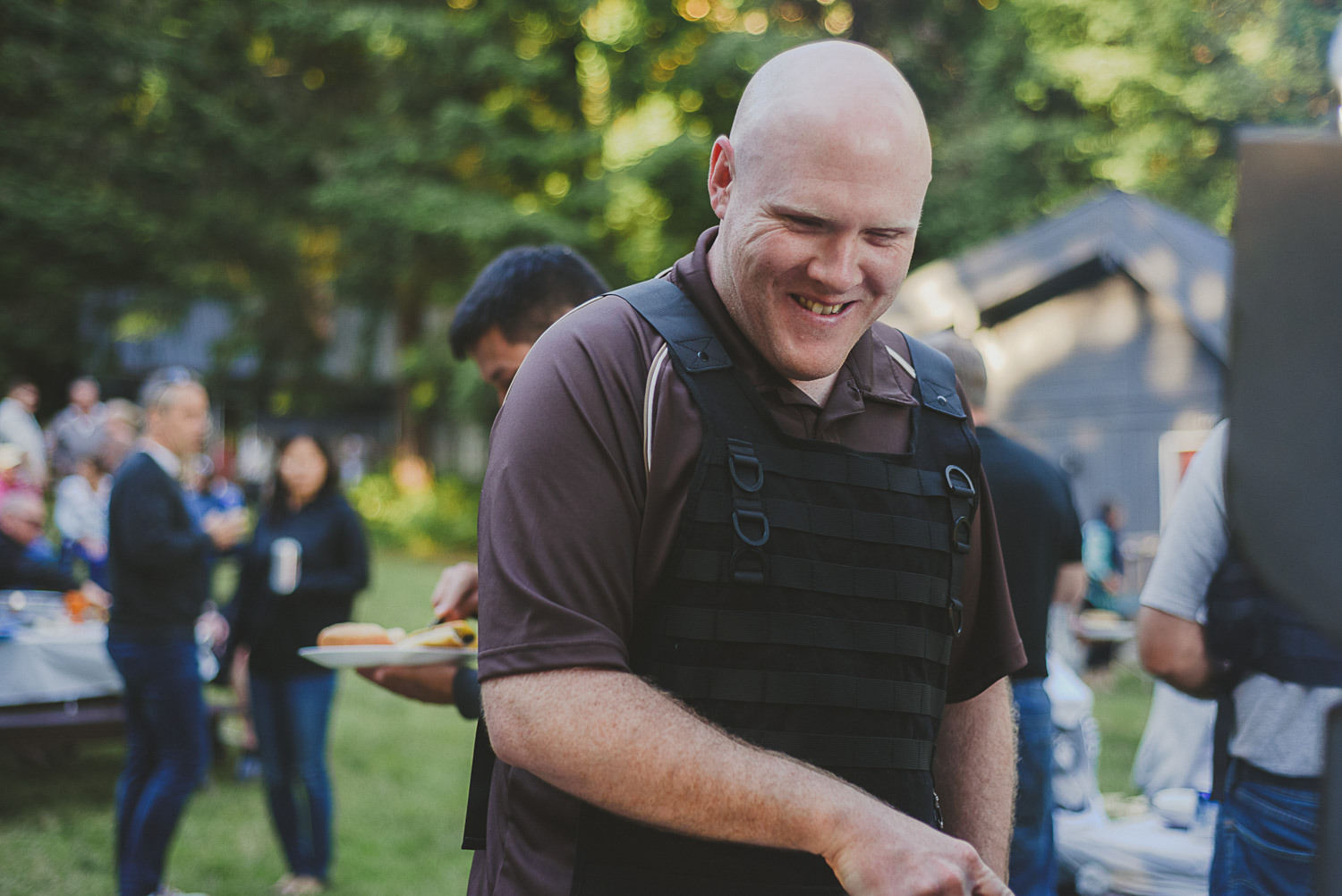 man at the bbq - overbury resort thetis island wedding - 