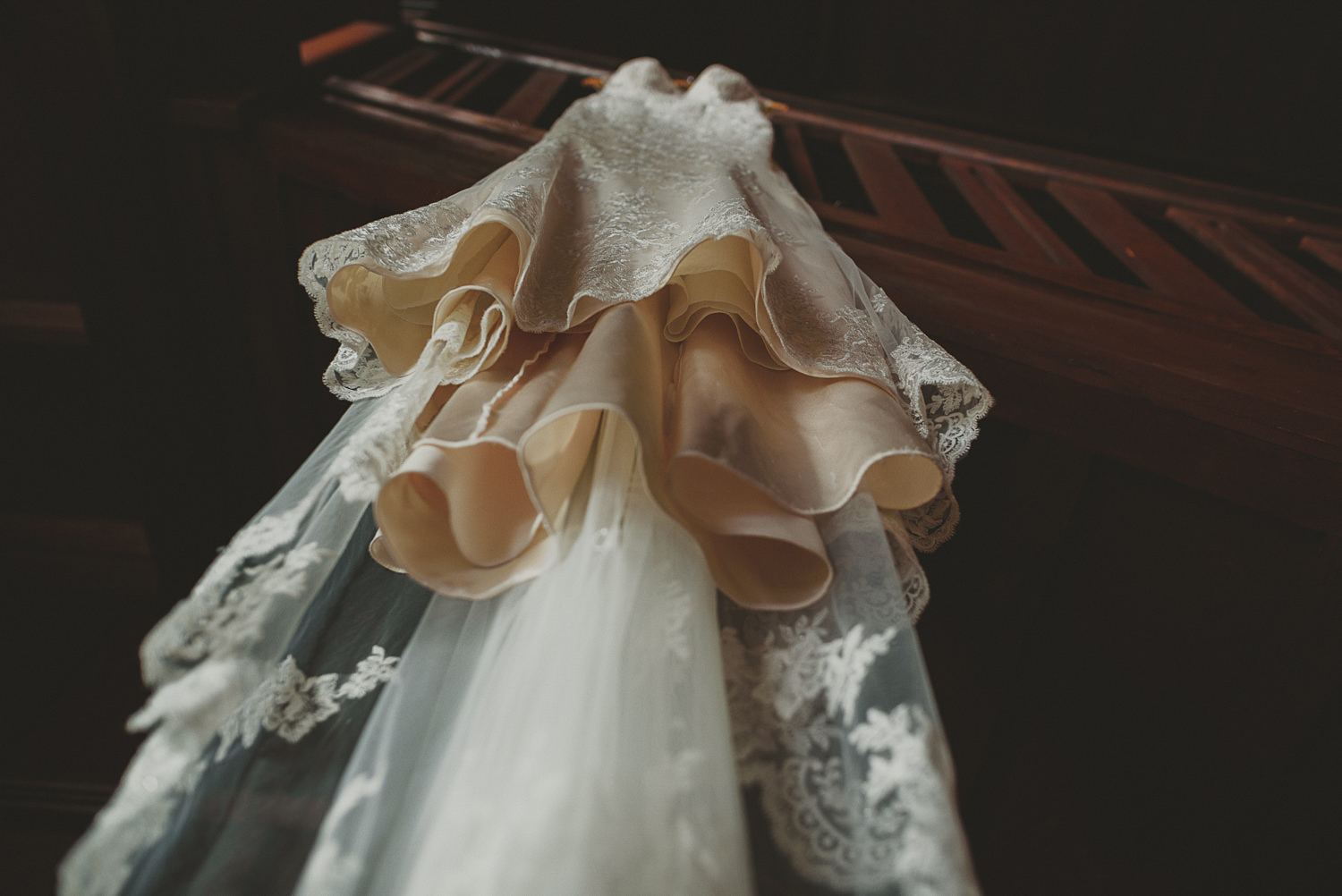 wedding dress details at overbury resort thetis island wedding - 