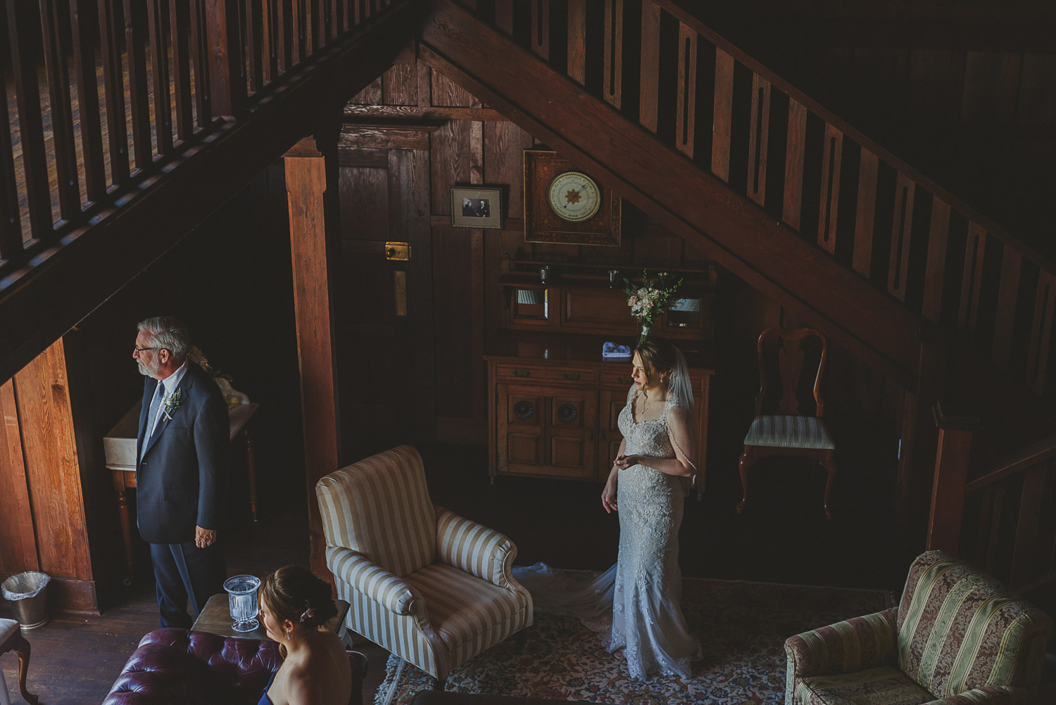 bride & father waiting for ceremony at overbury resort thetis island wedding 