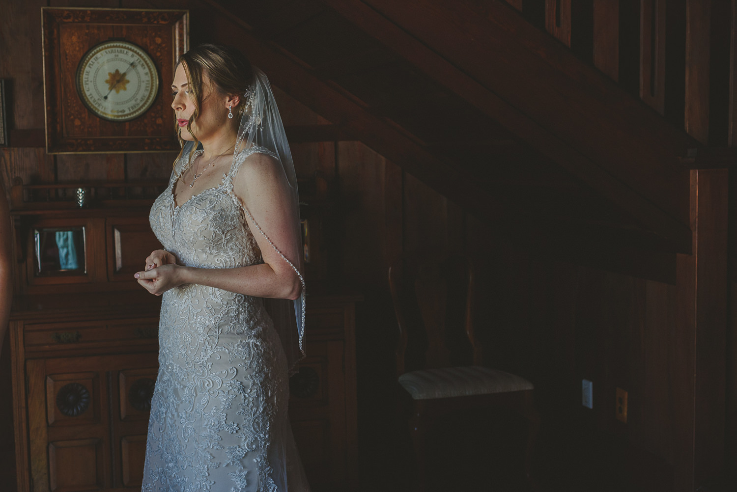 bride just before ceremony at overbury resort thetis island wedding 