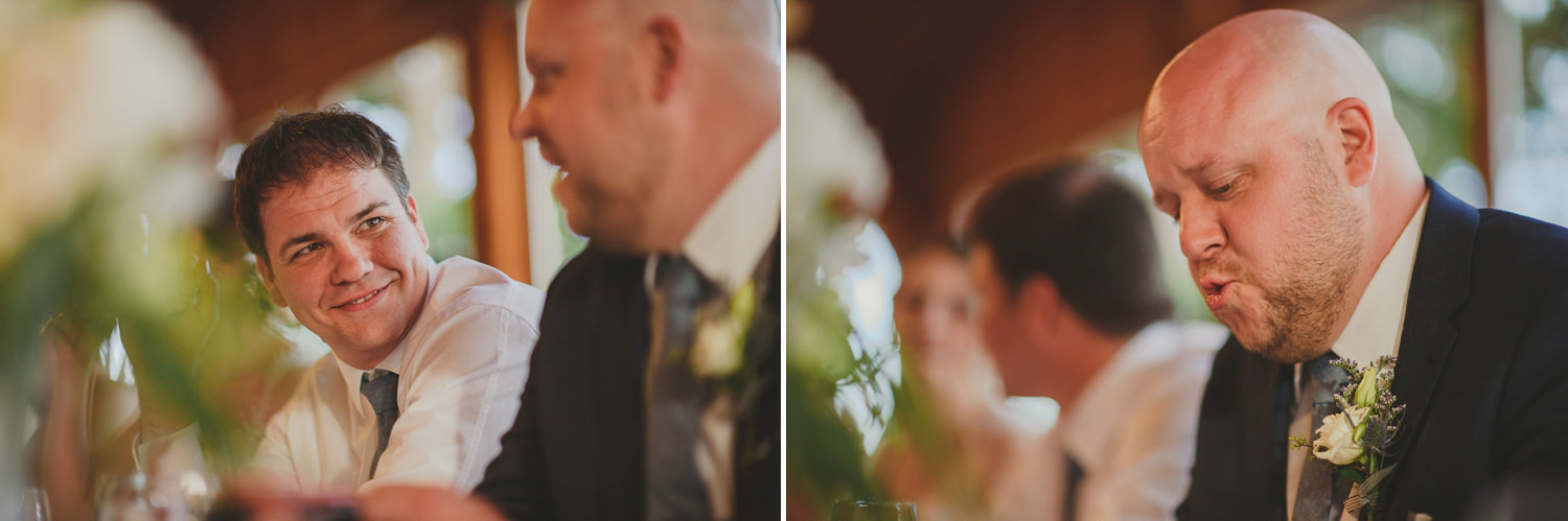 guests laughing at overbury resort thetis island wedding 