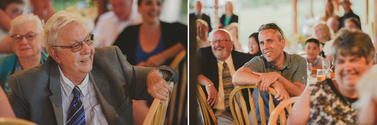 guests laughing at overbury resort thetis island wedding 