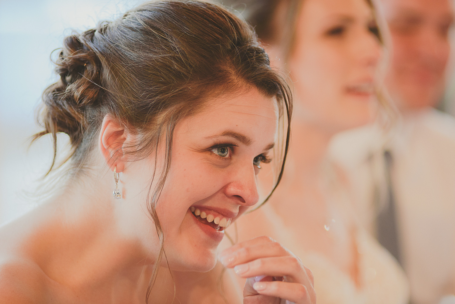 woman laughing at overbury resort thetis island wedding 