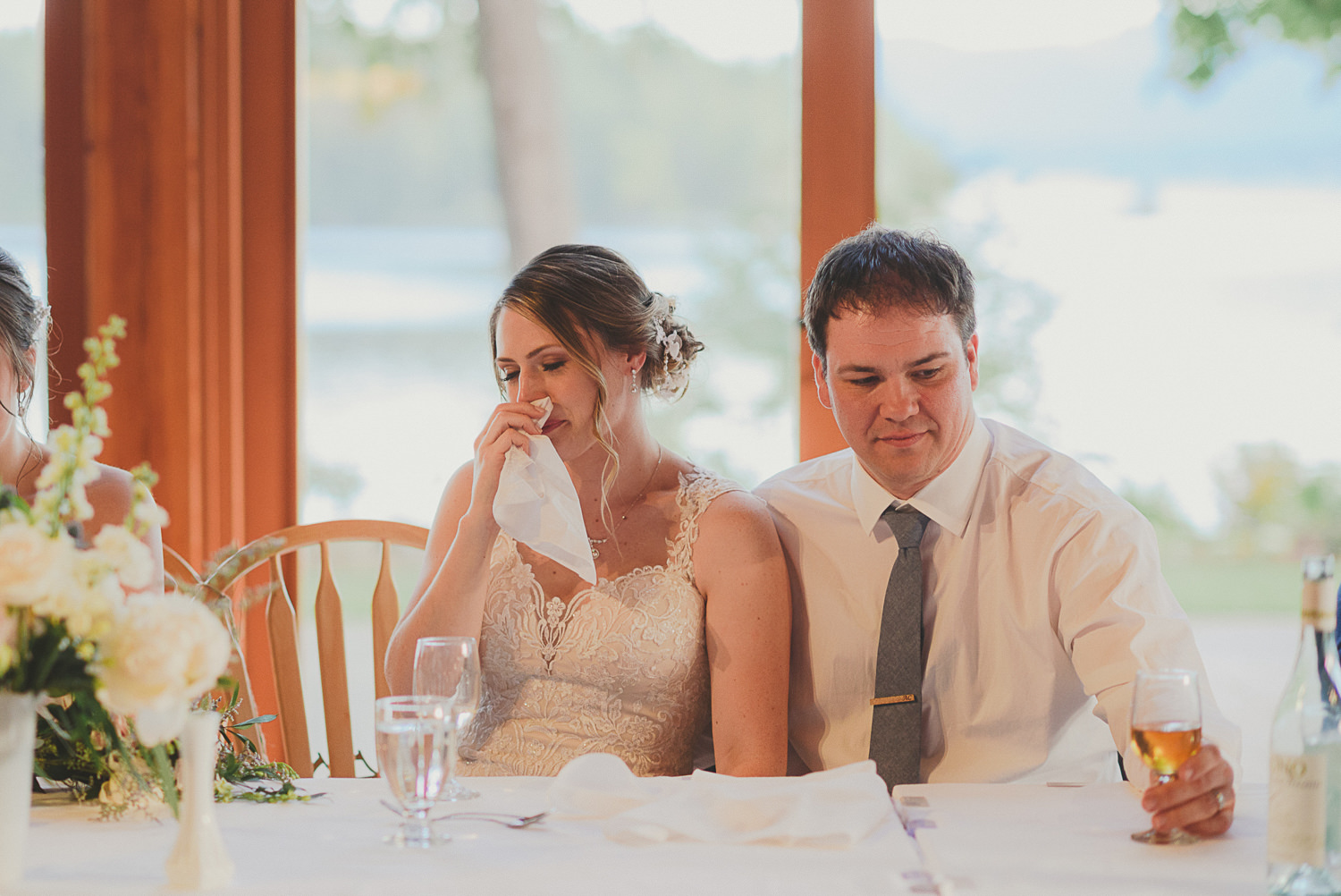 teary bride at overbury resort thetis island wedding 