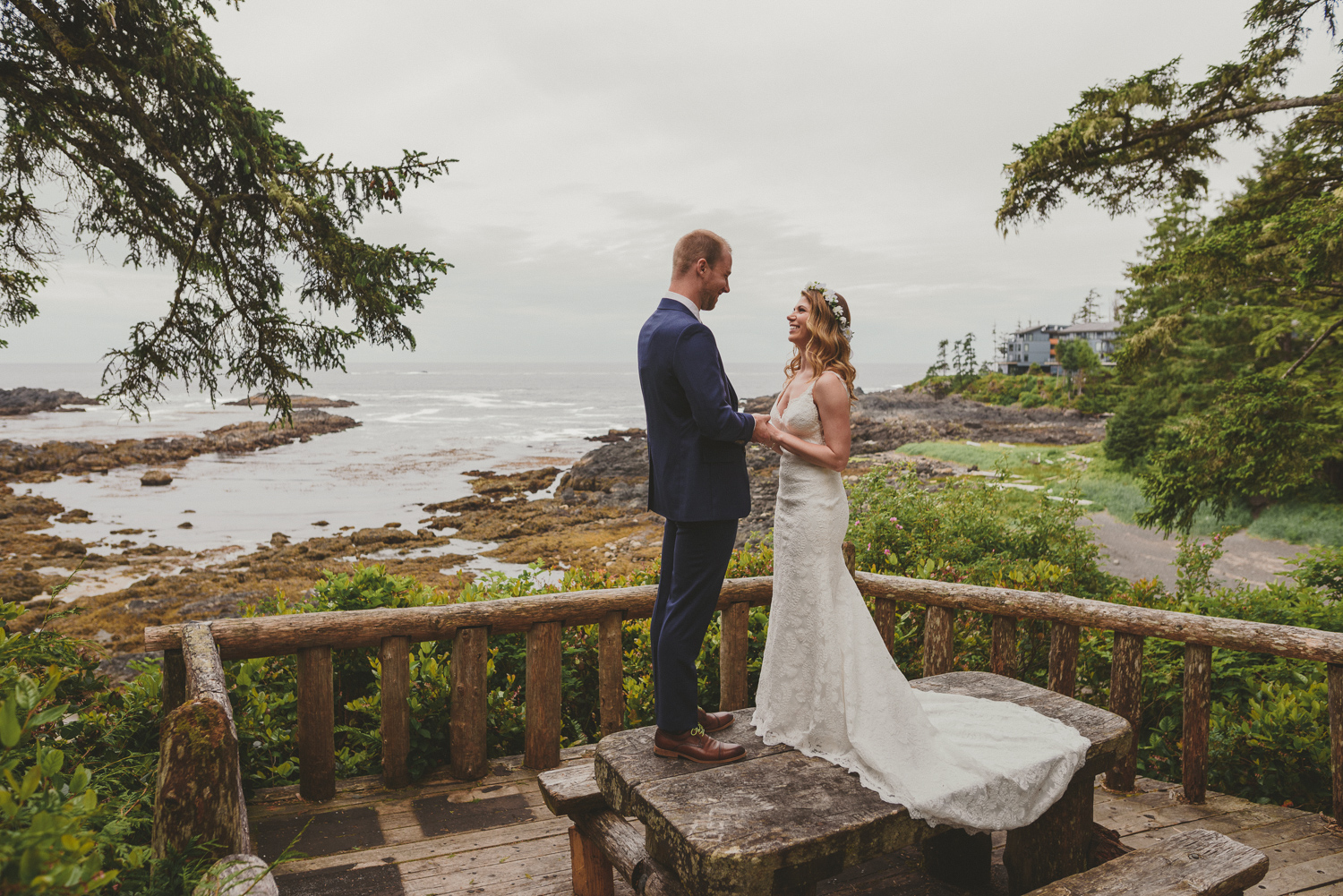 bride & groom overlooking the west coast-black rock resort west coast wedding