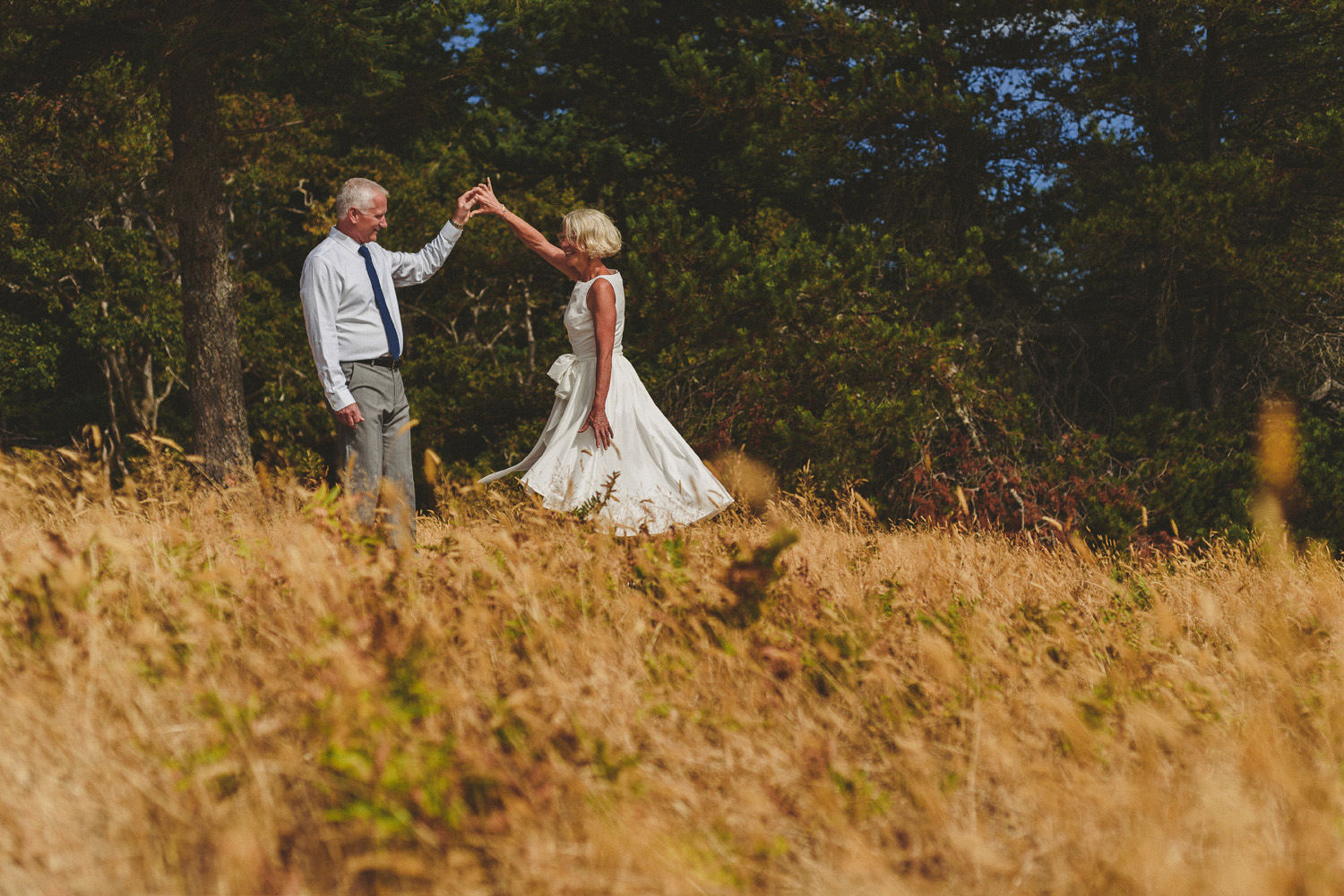bride and groom at hornby island wedding