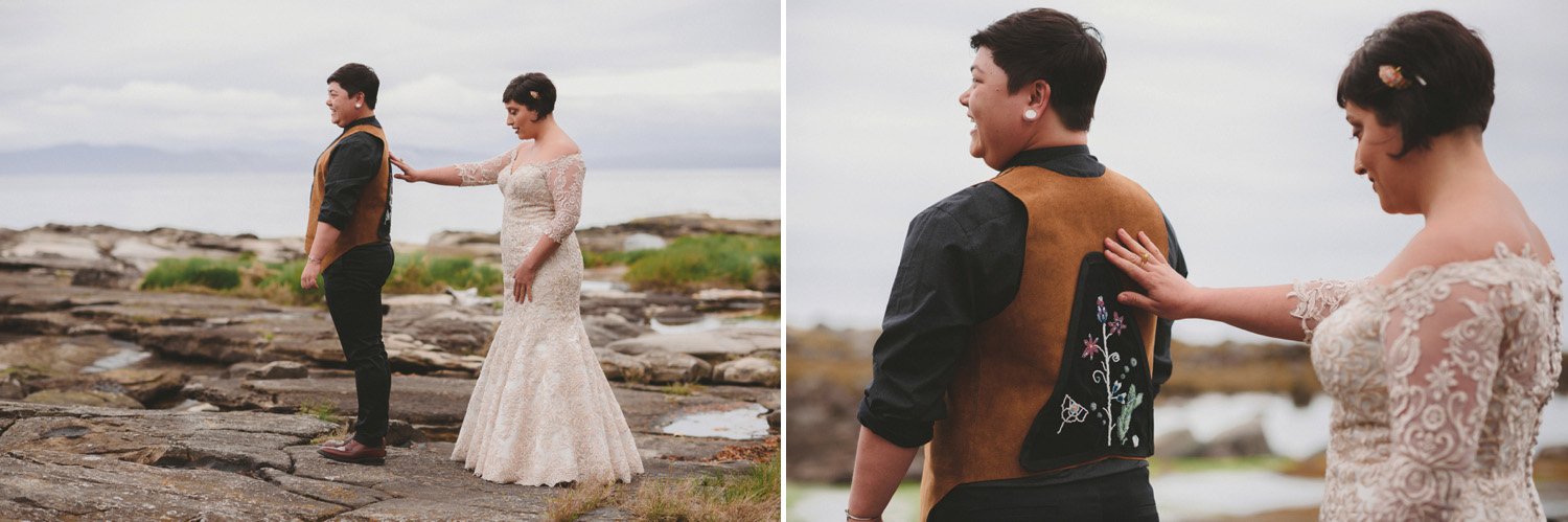 lgbtq jewish pagan metis wedding at sea breeze lodge on hornby island first look