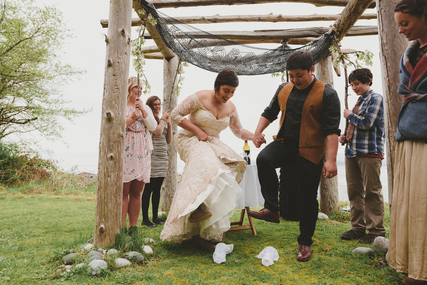 lgbtq jewish pagan metis wedding at sea breeze lodge on hornby island