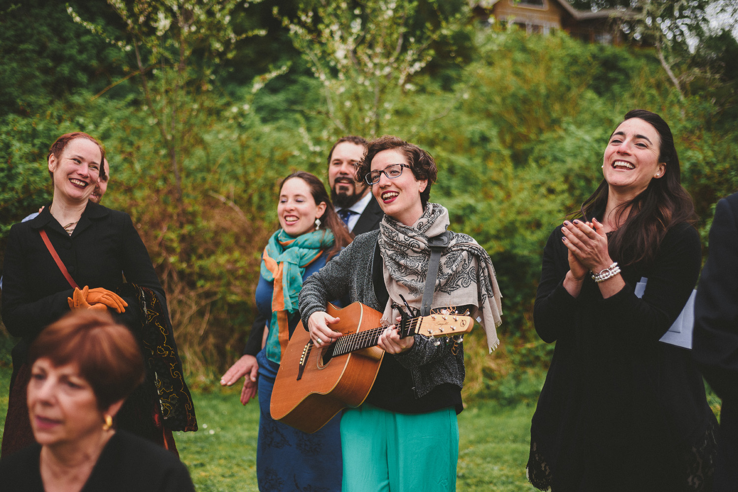 lgbtq jewish pagan metis wedding at sea breeze lodge on hornby island guests