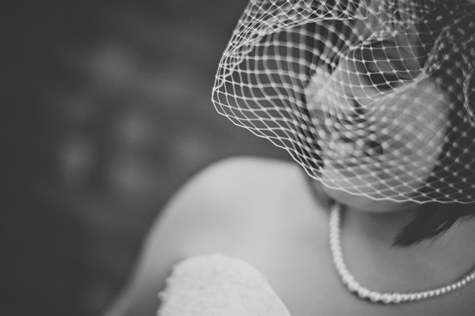 bride with birdcage veil