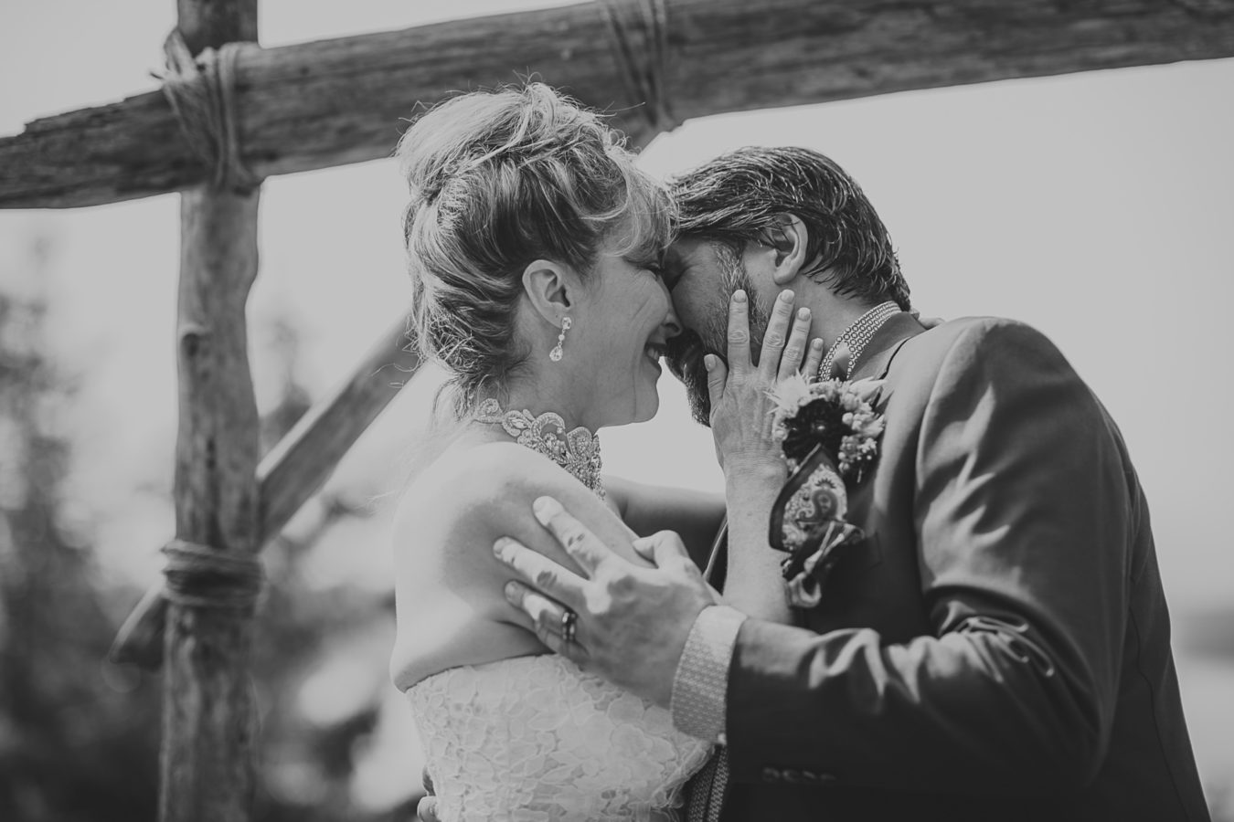 older couple's first kiss at their wedding ceremony