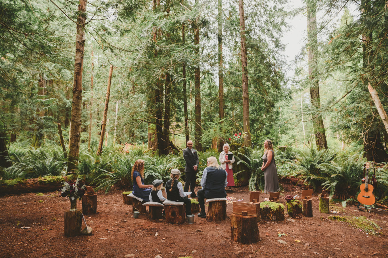 intimate wedding ceremony in the forest